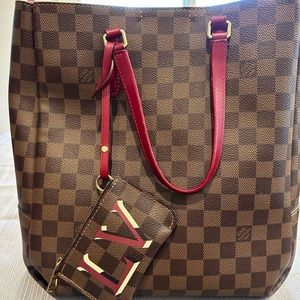Pristine Condition LV Belmont with rare burgundy trim.